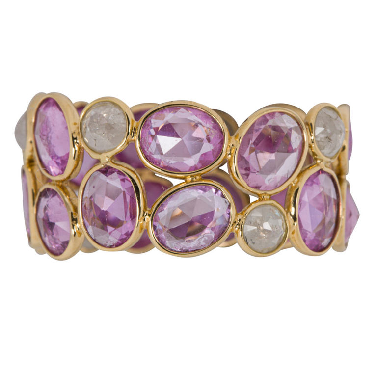 18k Gold Pink Sapphire and Diamond Ring