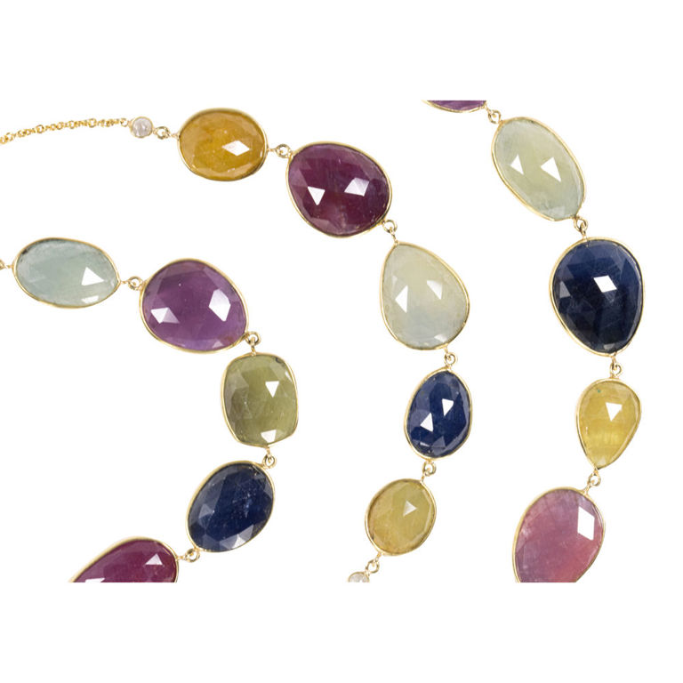 18k Gold Sapphire and Diamond Necklace