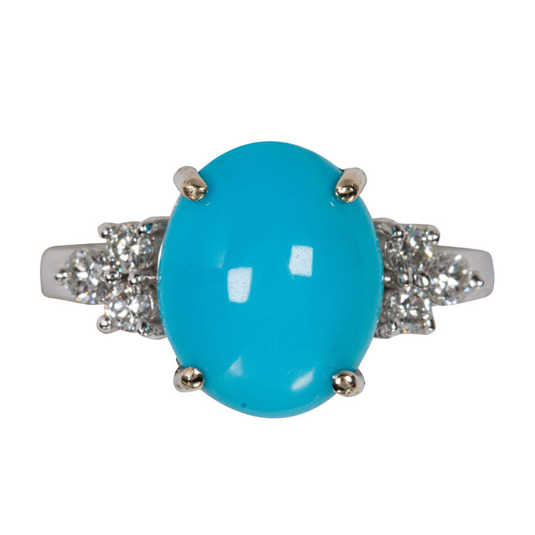 18k Gold Turquoise and Diamond Ring