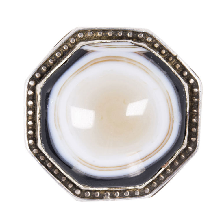 Gilt Silver Himalayan Agate Ring