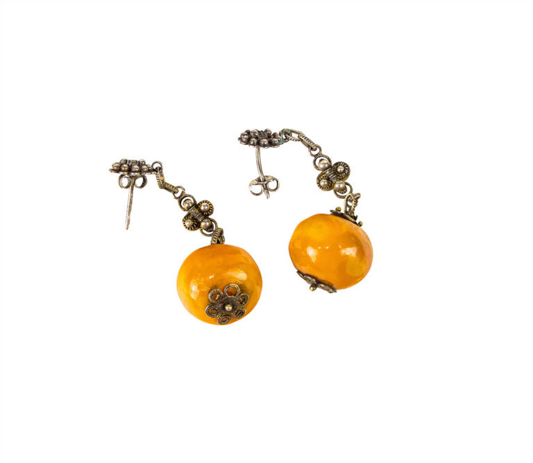 Silver and Butterscotch Amber Ear Clips