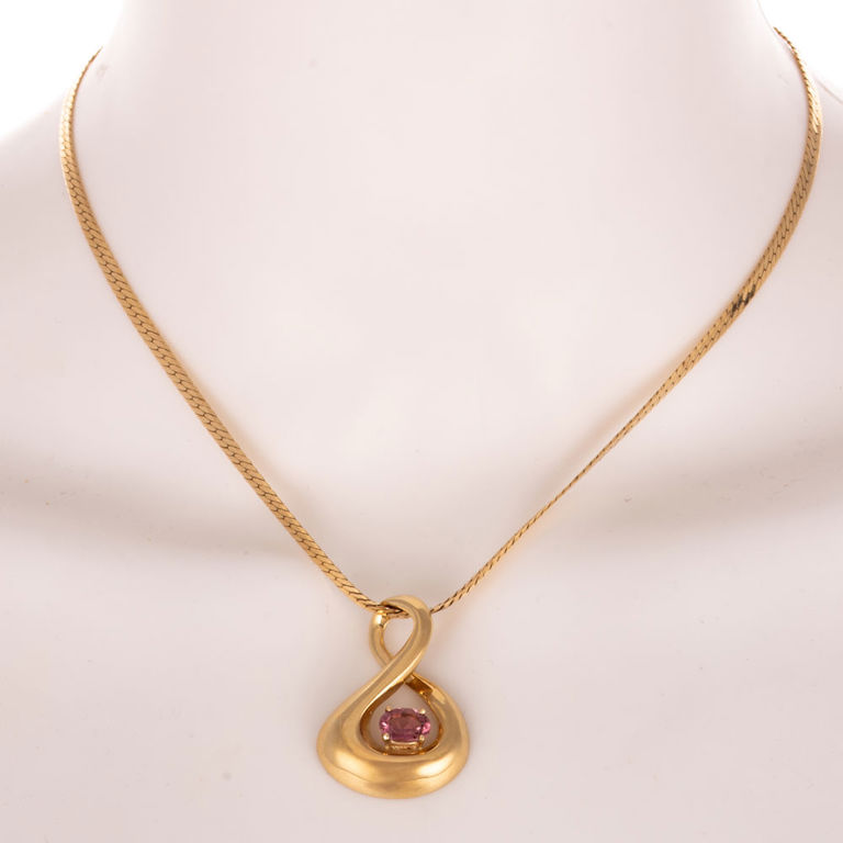 14k Yellow Gold Tourmaline Slide Pendant Necklace