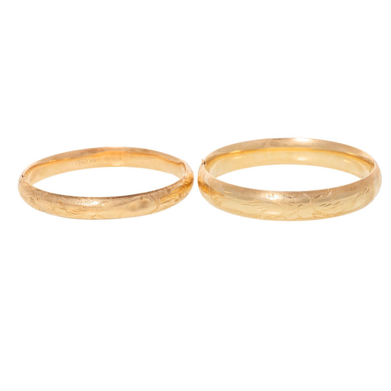 Two 14k Yellow Gold Bangle Bracelets