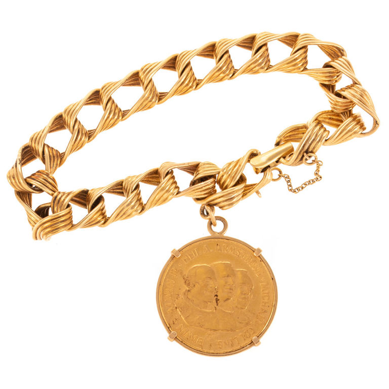 21k and 18k Yellow Gold Medal Charm Bracelet