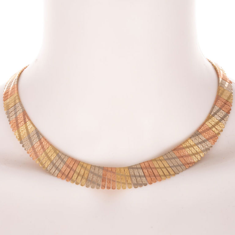 14k Tri-Color Gold Fringe Necklace