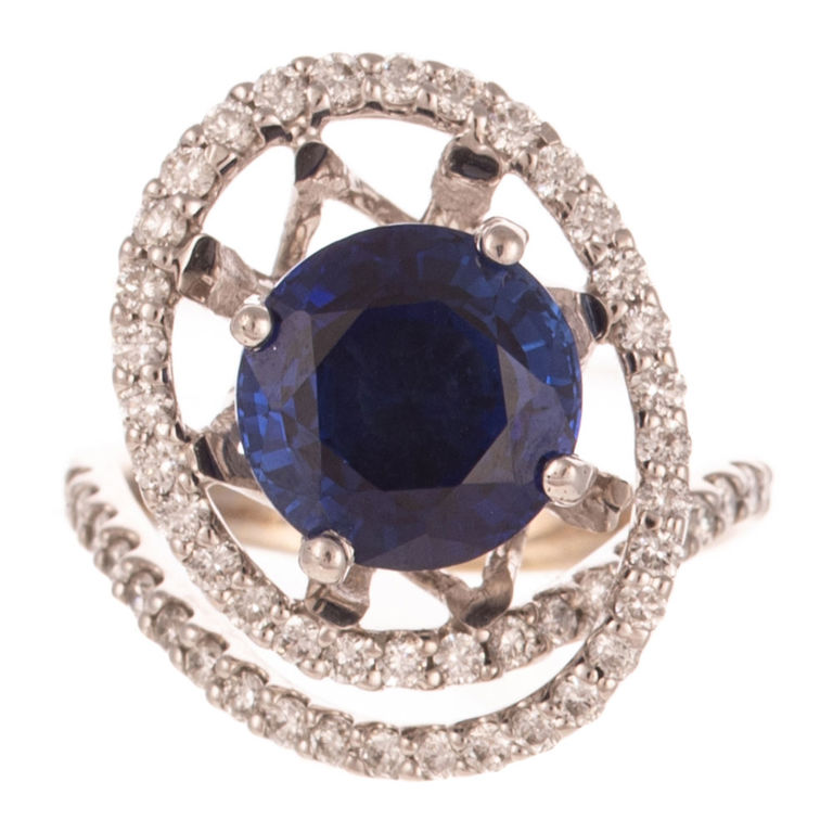 18k White Gold Sapphire and Diamond Cocktail Ring