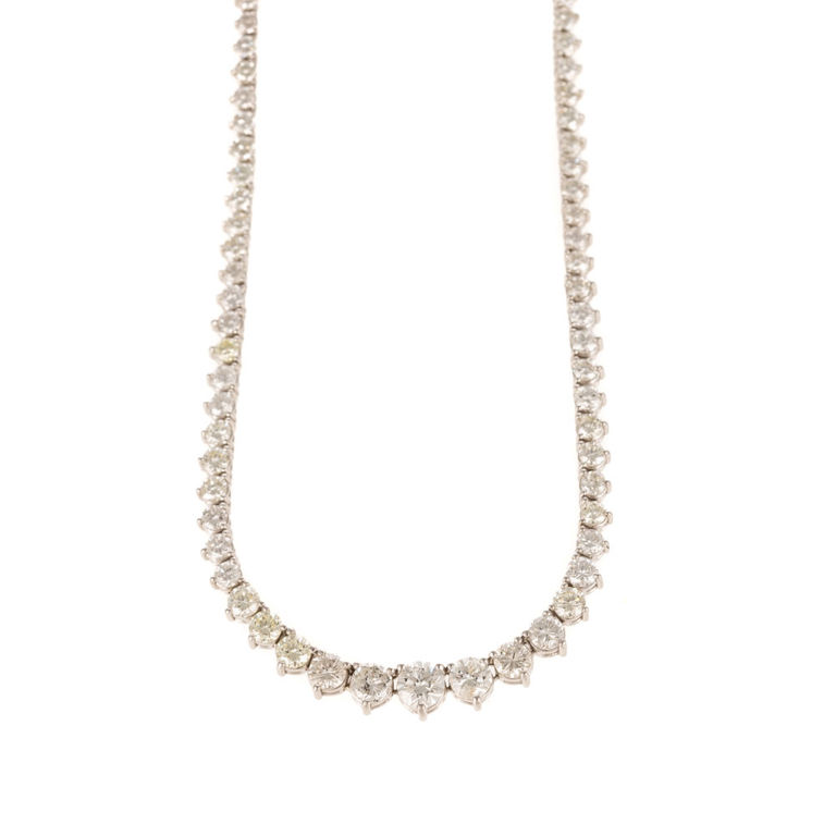14k White Gold Diamond Line Necklace