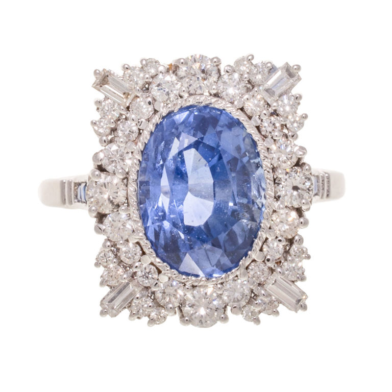 14k White Gold Sapphire and Diamond Ring
