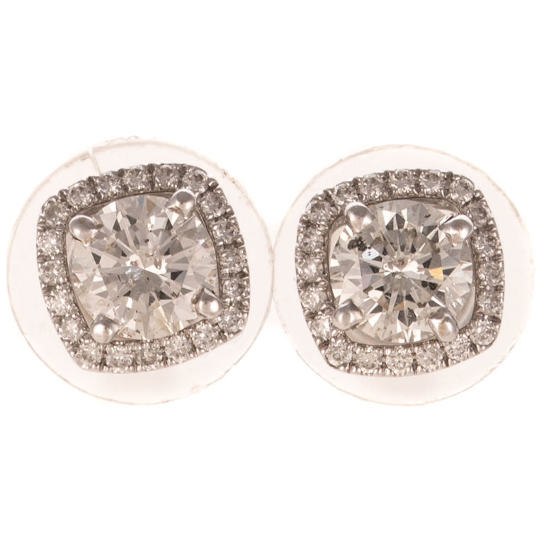14k White Gold Diamond Stud Earrings
