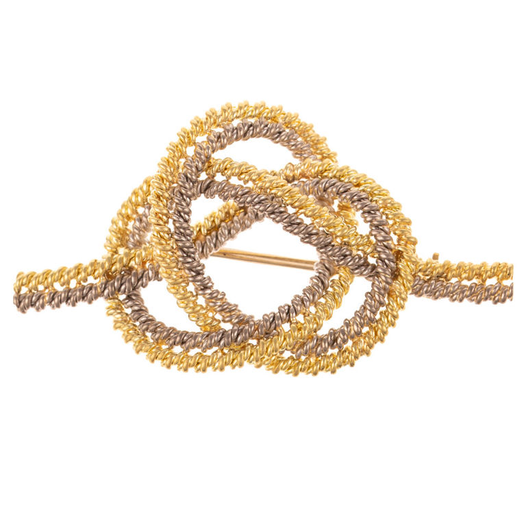 18k White and Yellow Gold Knot Brooch