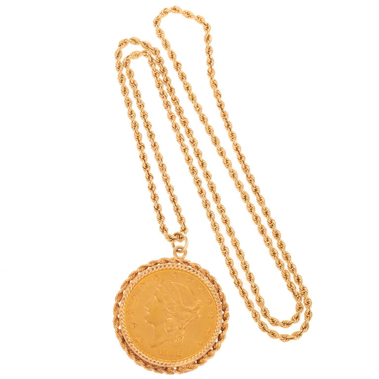 14k Yellow Gold Coin Pendant Necklace