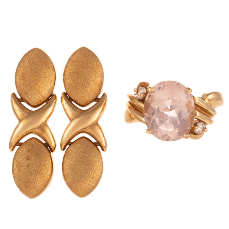 14k Yellow Gold Earrings and Ring