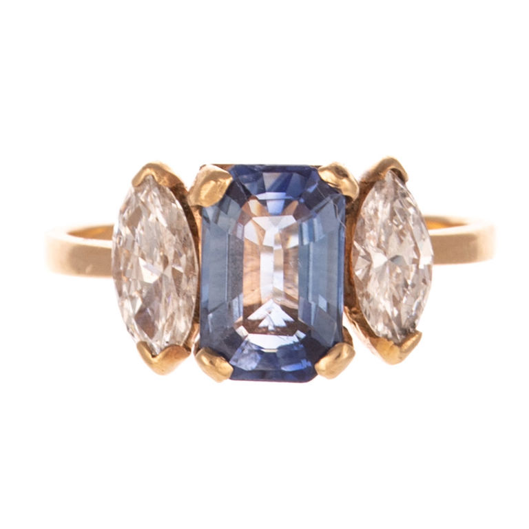 14k Yellow Gold Sapphire and Diamond Ring
