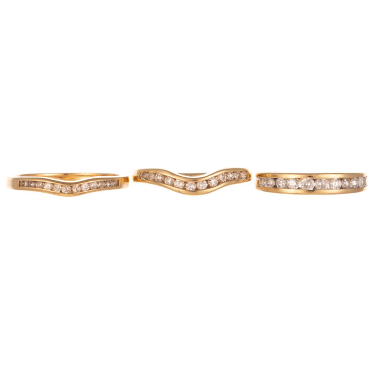 Three 14k Yellow Gold Diamond Rings