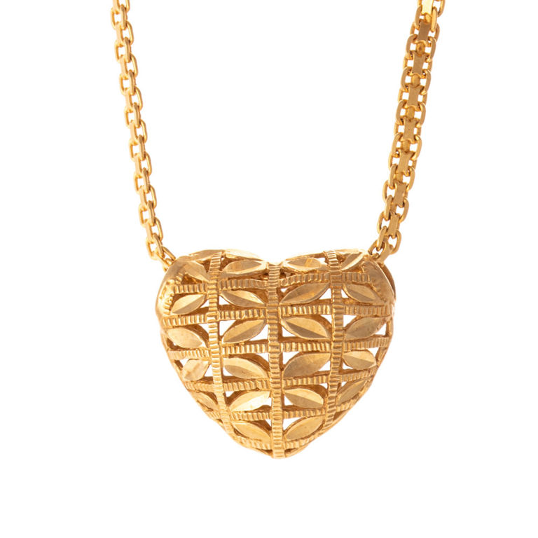 14k Yellow Gold Heart Pendant Necklace