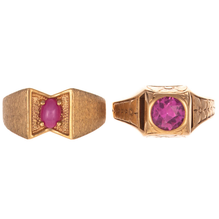 10k Yellow Gold Star Ruby and Pink Sapphire Rings