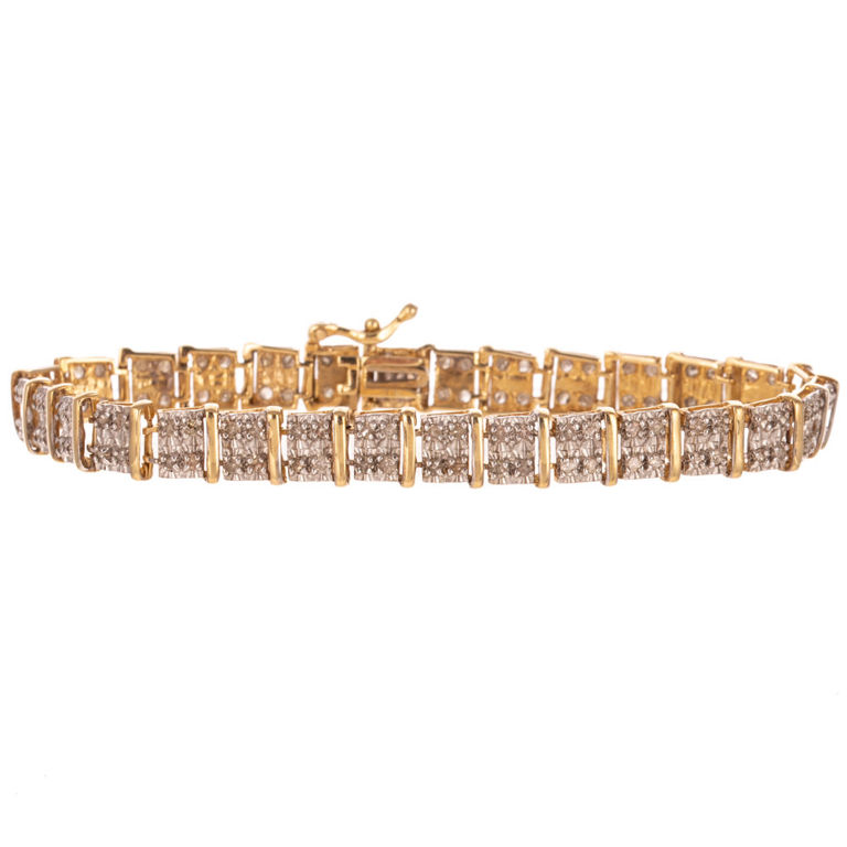 10k White and Yellow Gold Diamond Bracelet