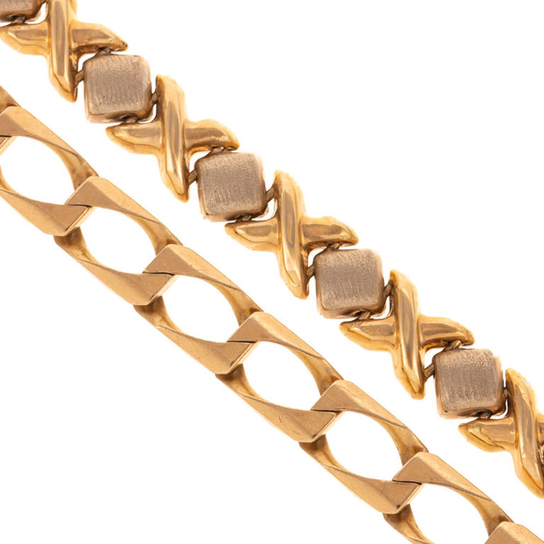 Two 14k Gold Link Bracelets