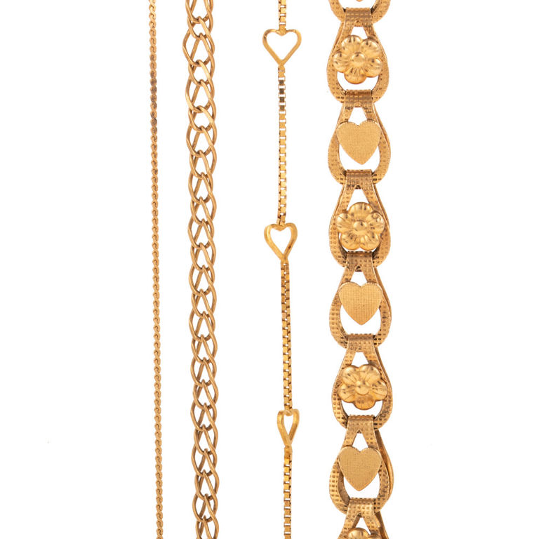 Four 14k Yellow Gold Link Bracelets