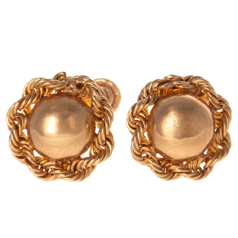 14k Yellow Gold Dome Earrings