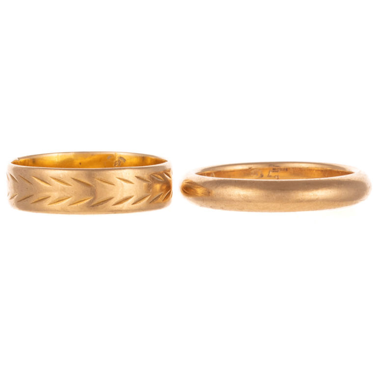 Two Antique 14k Yellow Gold Band Rings