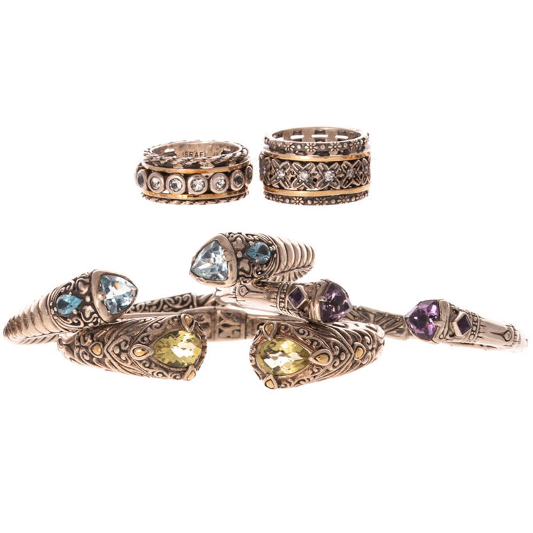 Silver and Gold Gemstone Jewelry Set