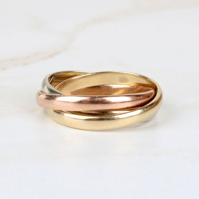 14k Tri-Color Gold Trinity Ring