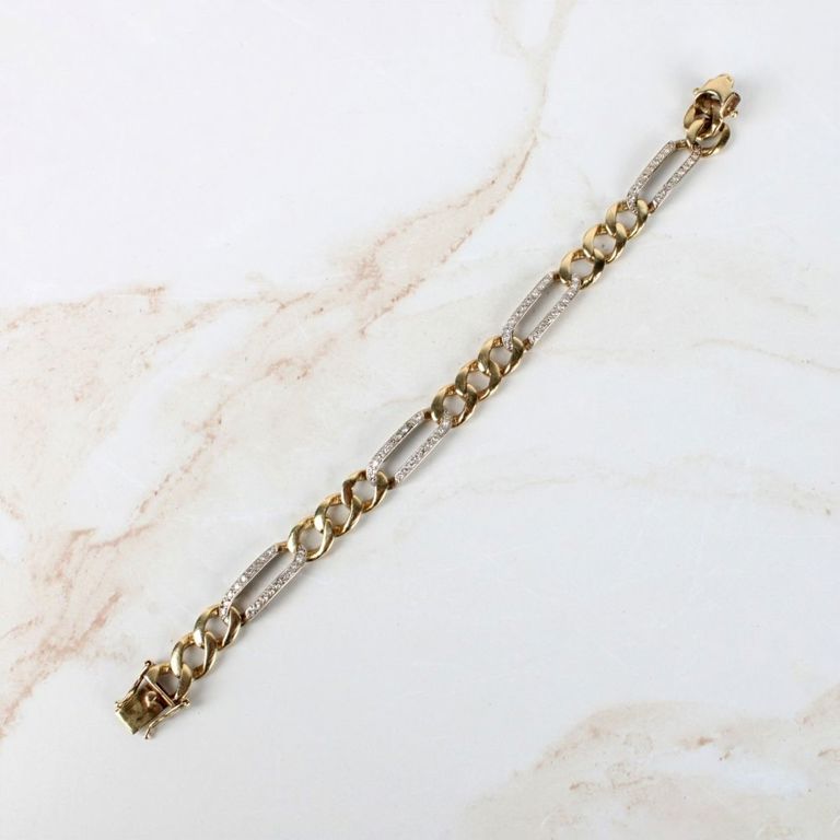 14k Yellow and White Gold Diamond Link Bracelet