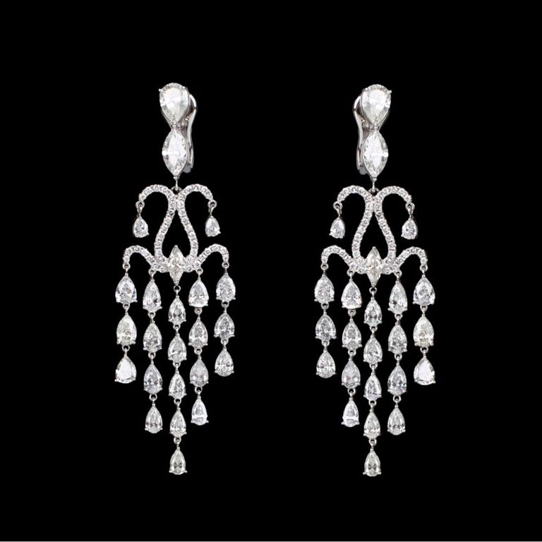 950 Platinum Diamond Chandelier Earrings