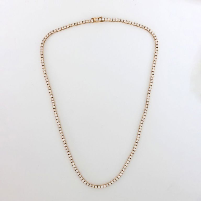 14k Yellow Gold Diamond Tennis Necklace