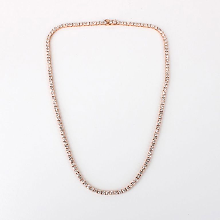 14k Rose Gold Diamond Tennis Necklace