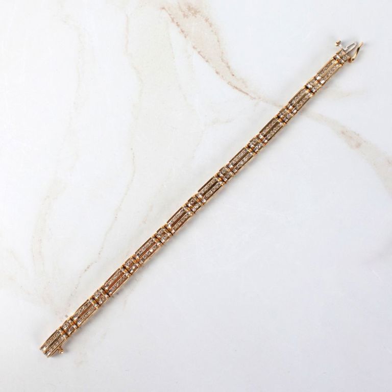 14k Yellow Gold Diamond Link Bracelet