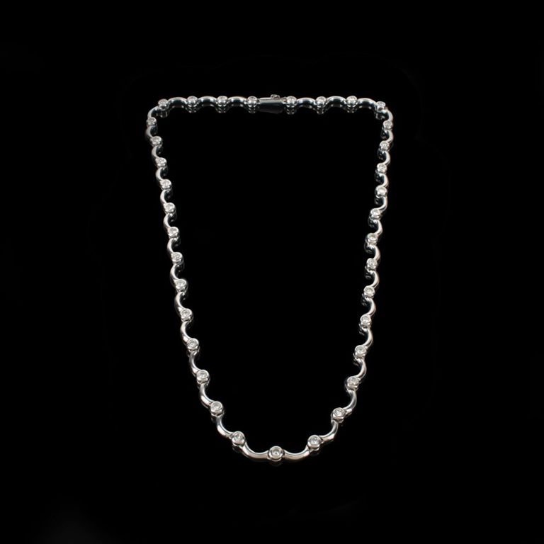 14k White Gold Diamond Link Necklace