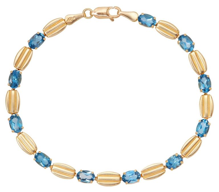 14k Gold Blue Gemstone Bracelet