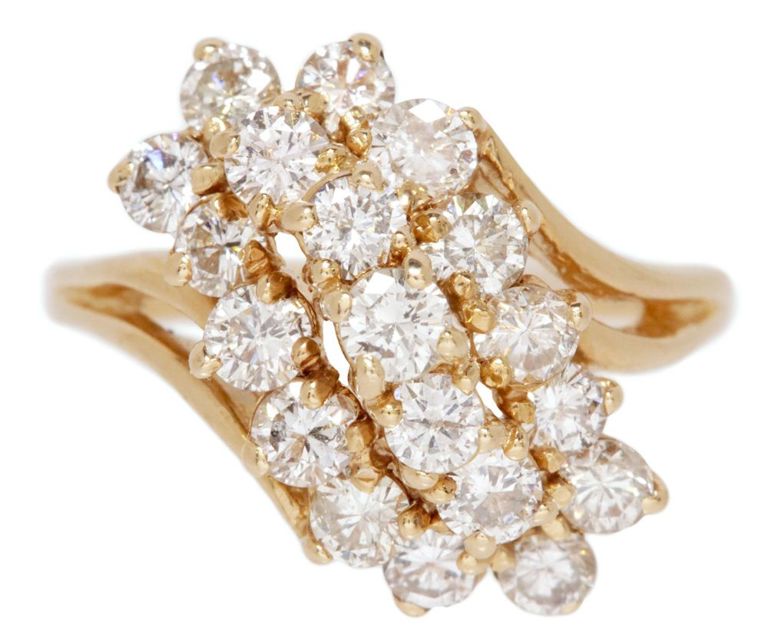 14k Gold Diamond Cluster Ring
