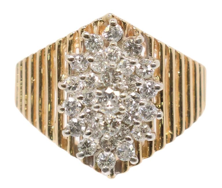 14k Gold Diamond Cluster Ring