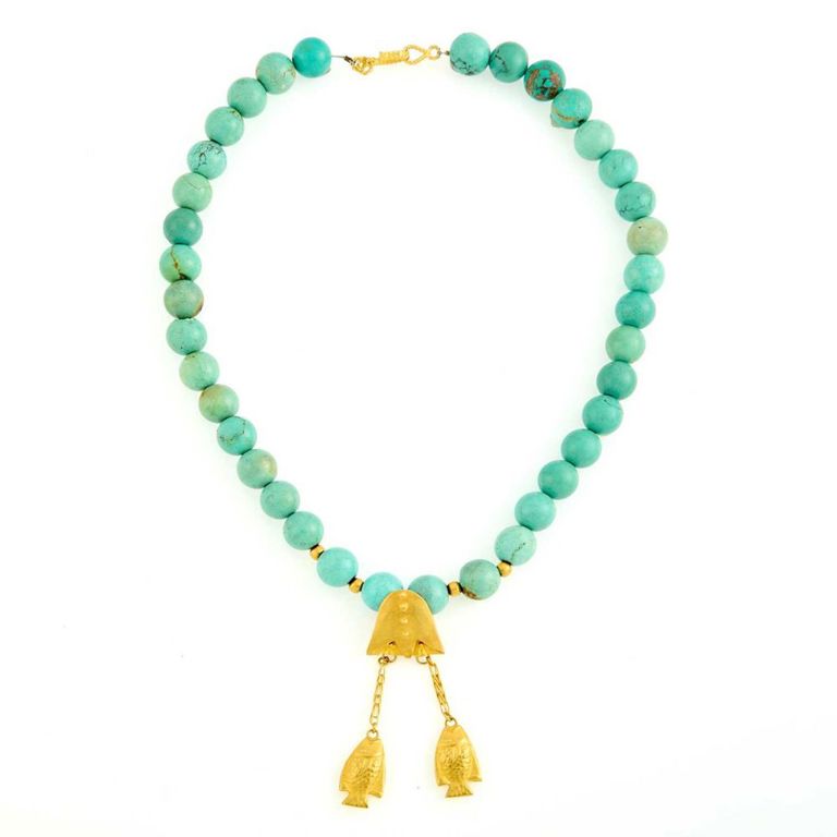 18k Gold Turquoise Pendant Necklace