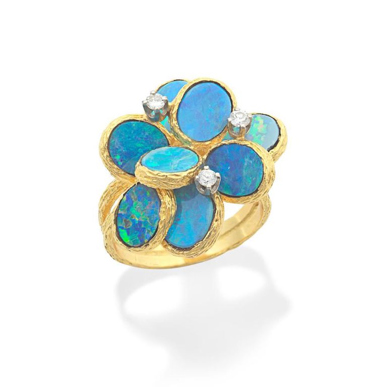 18k Gold Opal and Diamond Ring