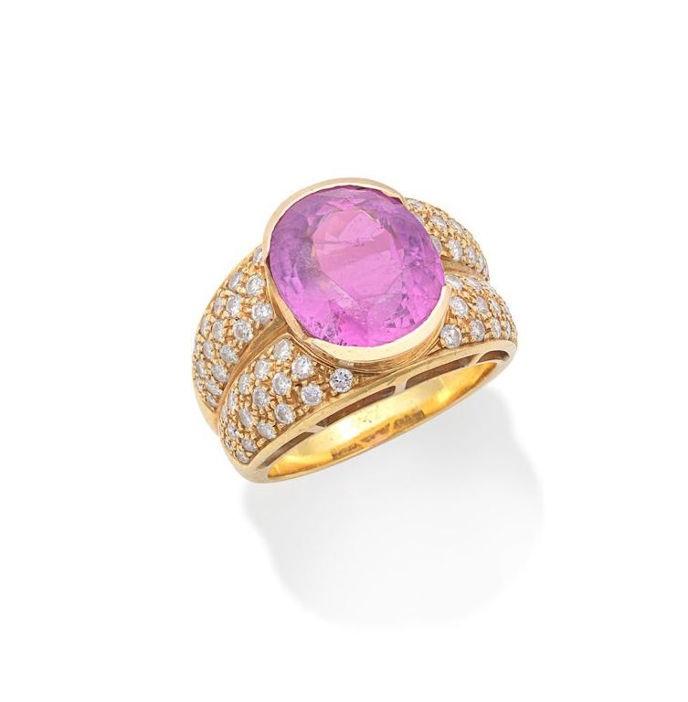 18k Gold Tourmaline and Diamond Ring