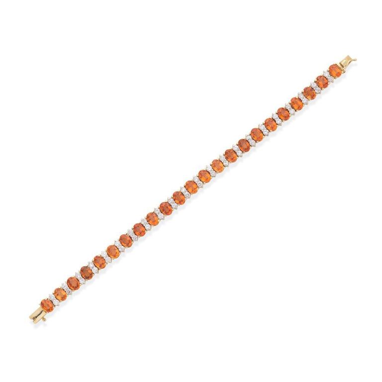 12k Gold Garnet and Diamond Bracelet