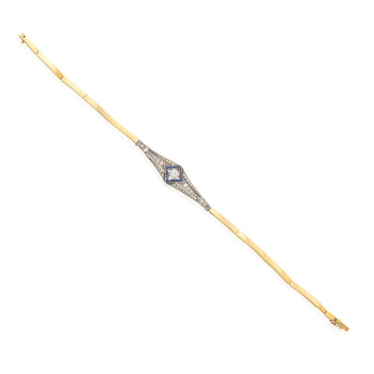 17k Gold Sapphire and Diamond Bracelet
