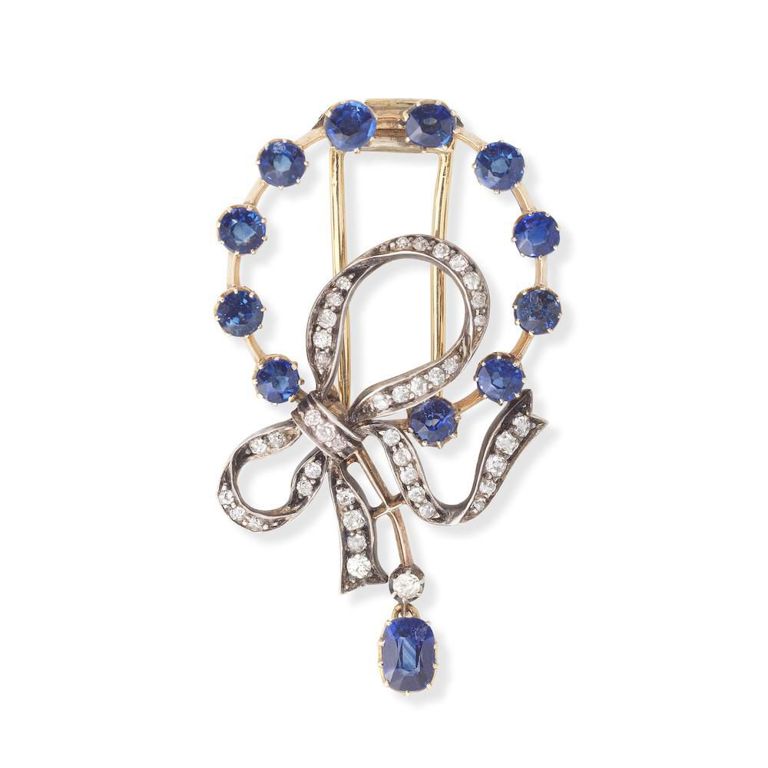 Sapphire and Diamond Clip Brooch