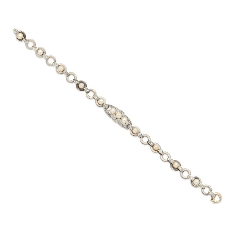 Cultured Pearl and Diamond Bracelet