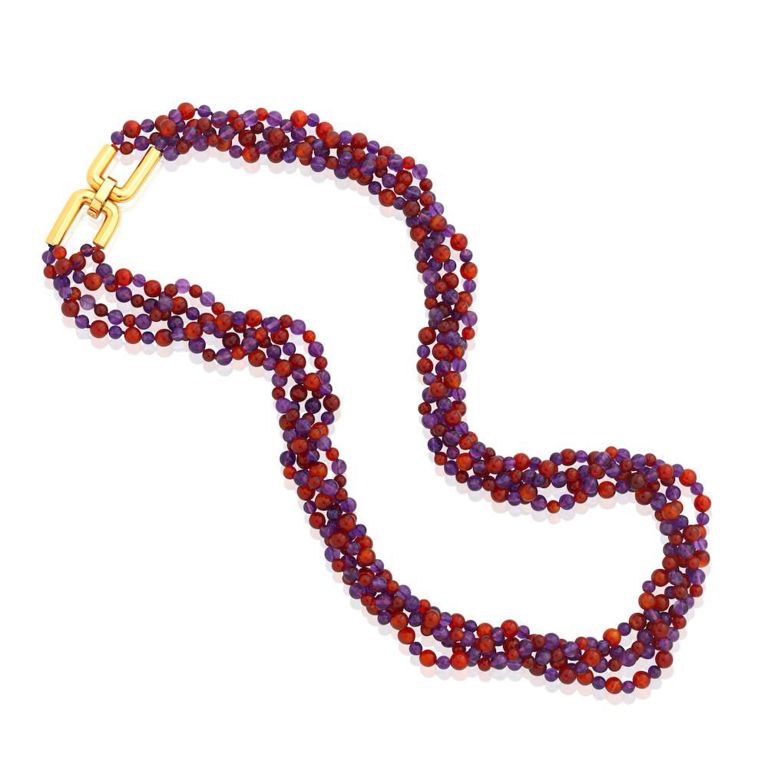 Carnelian and Amethyst Bead Necklace