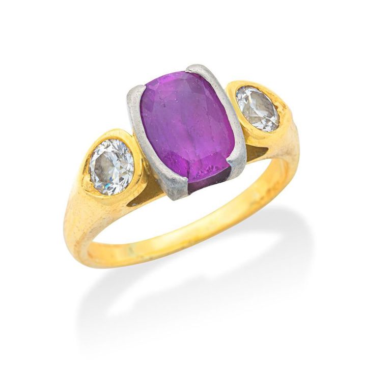 Pink Sapphire and Diamond Ring