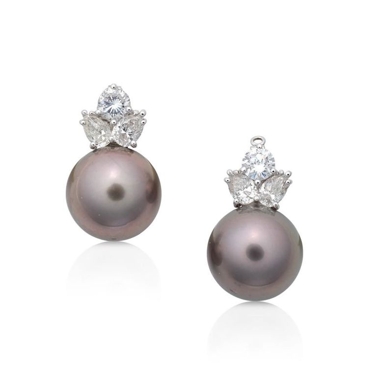 Cultured Pearl and Diamond Earrings