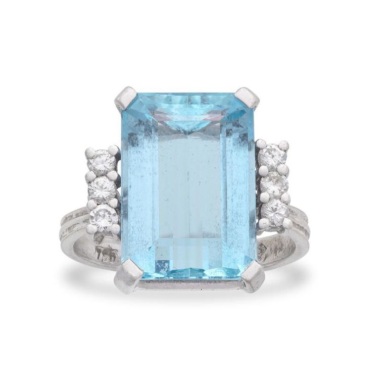 Aquamarine and Diamond Ring