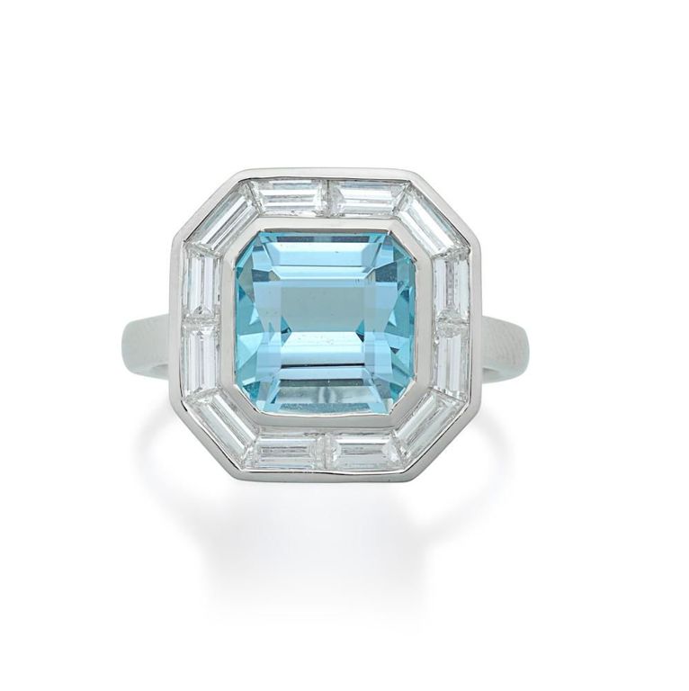 Aquamarine and Diamond Ring