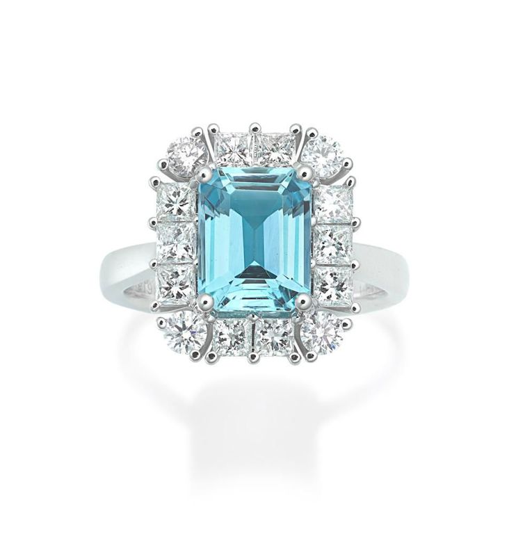 Aquamarine and Diamond Ring