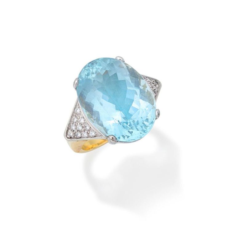 Aquamarine and Diamond Ring